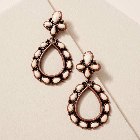 Western Design Tear Drop Natural Stones Earrings