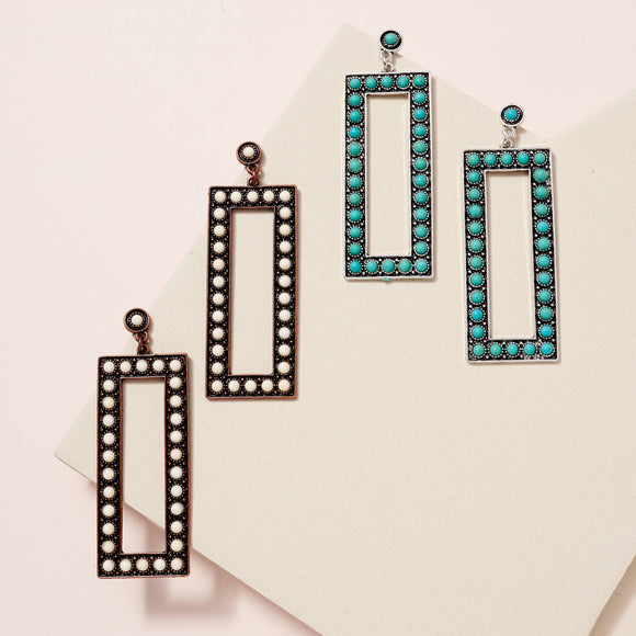 Western Design Natural Stones Earrings- white