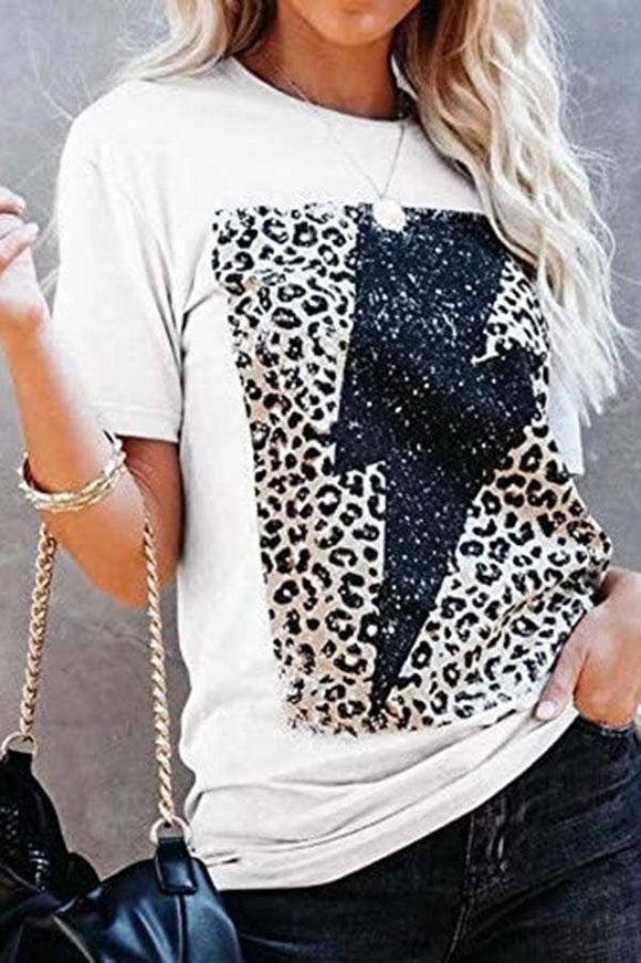 Flash And Leopard Patter Short Sleeve Top