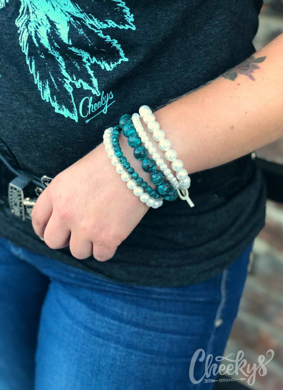 Patina Pearl 5 Strand Bracelet