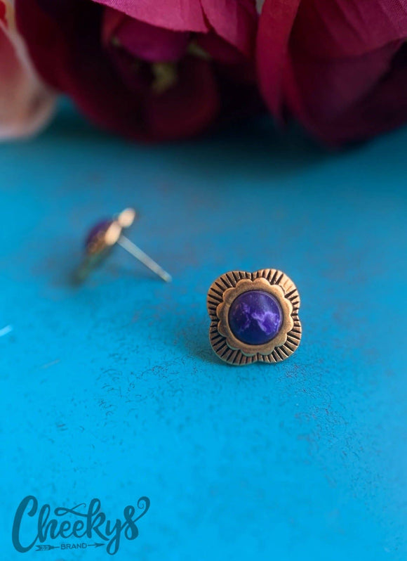 The Patsy Stud Earrings in Cobalt Blue and Burnished Gold