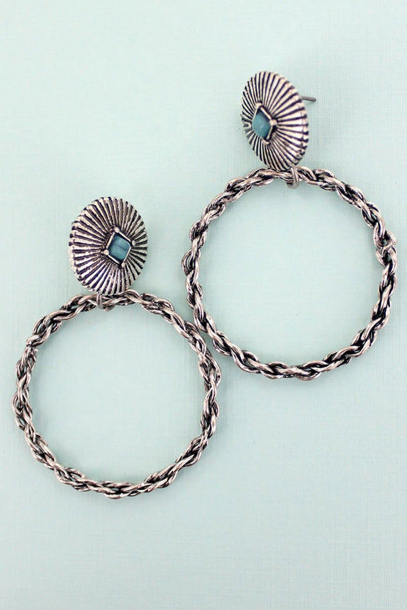 Turquoise Concho Braided Hoops