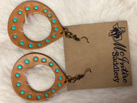 Turquoise Leather Earrings