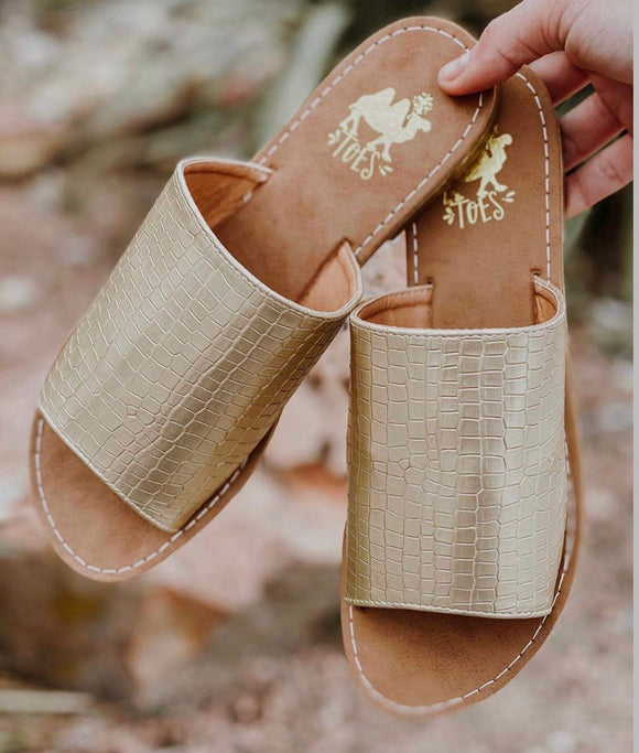 Sahara Rose Gold Croc Sandal