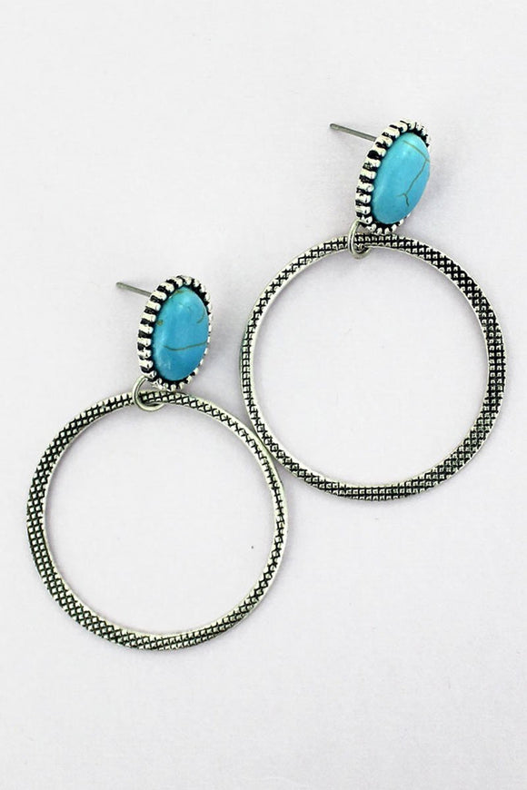 Turquoise stamped hoops